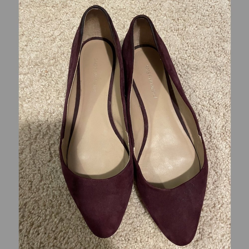 Saks Fifth Avenue Maroon Suede Flats - Size 7.5